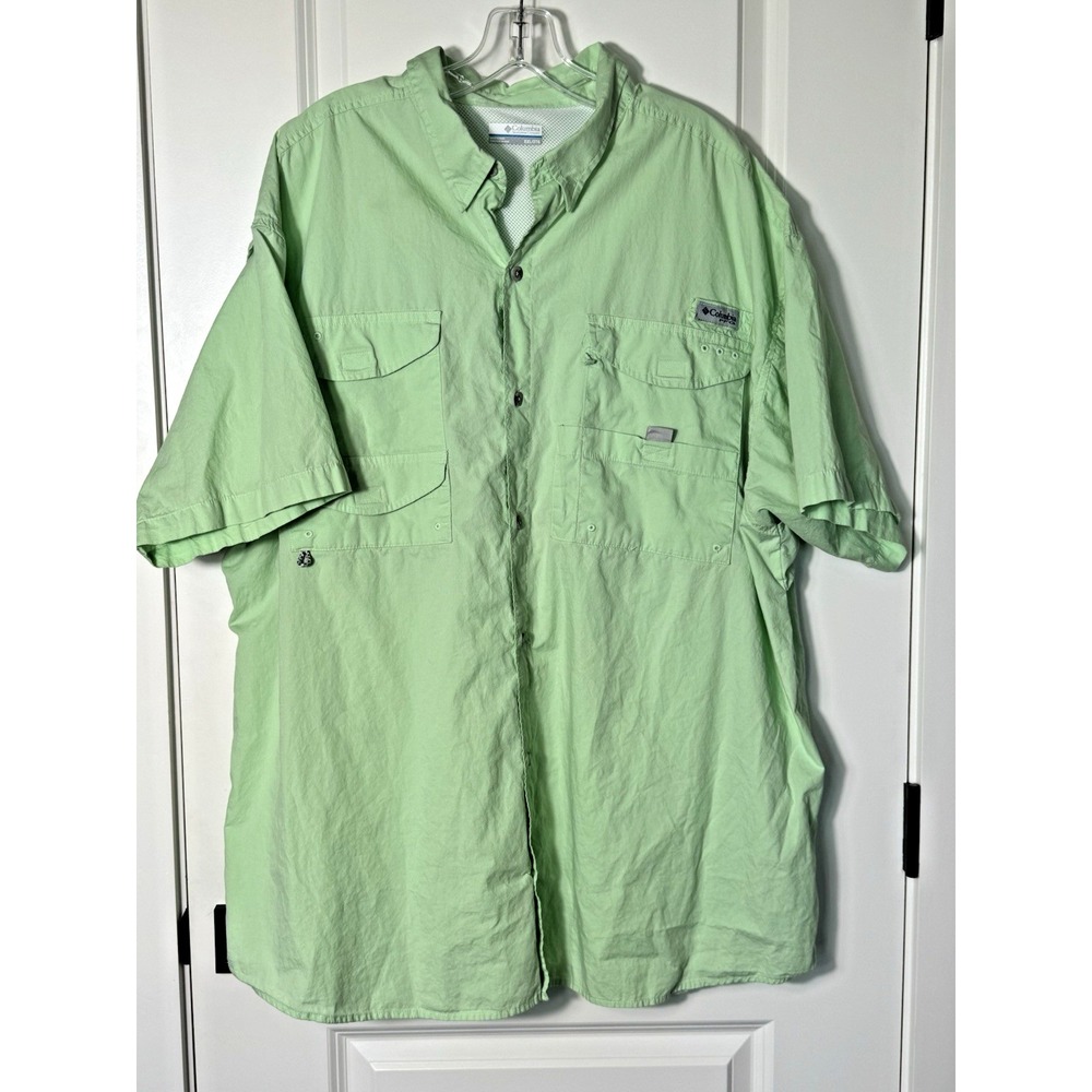 Columbia‎ Sportswear Men's Fishing Shirt XXL 2XL Light Green Short Sleeve Vented